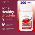 GeriCare Ferrous Sulfate Tablets 325mg, Elemental Iron 65 mg High Potency Iron Supplement | Dietary Supplement 100 Count. (Pack of 1)