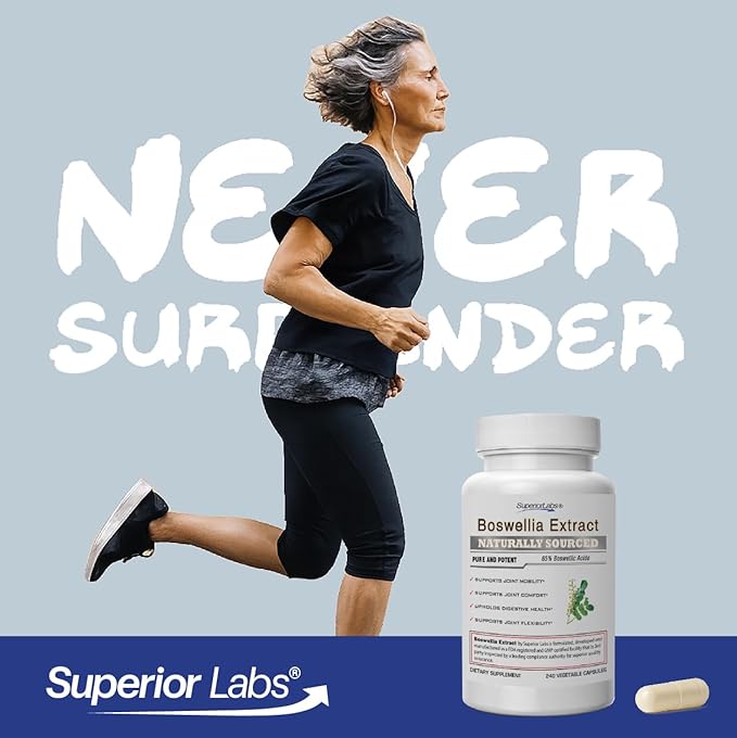 Superior Labs Boswellia Serrata Extract 500mg – 65% Boswellic Acids, Pure Non-GMO, Zero Fillers, Indian Frankincense, Supports Healthy Inflammatory Response & Joint Comfort – 240 Veg Caps
