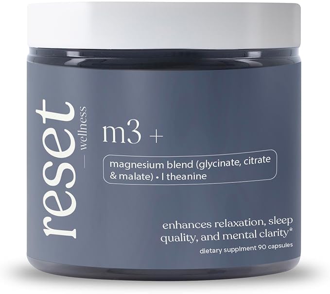 M3+ | Magnesium Supplement with Citrate, Glycinate, Malate + L-Theanine & Vitamin B6 | Sleep, Relaxation & Focus Support | 90 Capsules