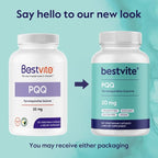 BESTVITE PQQ 20mg (Pyrroloquinoline Quinone) (120 Vegetarian Capsules) - No Stearates - Vegan - Non GMO - Gluten Free