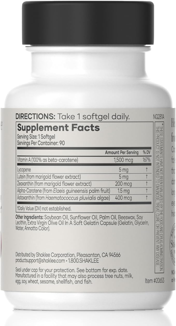 Shaklee - CarotoMax- Advanced Eye Health Formula w/ 6 Key Carotenoids - Supports Vision - Lutein, Zeaxanthin, Beta-Carotene, Astaxanthin - Promotes Macular Health - 90 Softgels