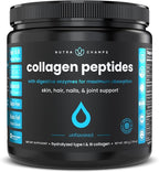 Collagen Peptides Powder - Enhanced Absorption, Double Hydrolyzed, Grass Fed, Keto Protein Powder with Vitamin C - Premium Supplement for Hair Growth, Skin, Nails, Joints & Bones, Unflavored