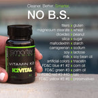 (3 Pack) Smarter Vitamin K2 MK7 100mcg, Made with K2VITAL and Kale, 180 Liquid Softgels
