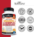 Vitamin B Complex with Vitamin C for Maximum Absorption - Methylcobalamin b12 & Folate Folic Acid Supplement - B1 B2 B3 B5 B6 B7 B9 for Immune Energy & Nervous System Support - Non-GMO, 60 count