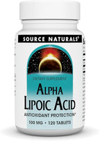 Source Naturals Alpha Lipoic Acid Supports Healthy Sugar Metabolism, Liver Function & Energy Generation* - 100 mg - 120 Tablets