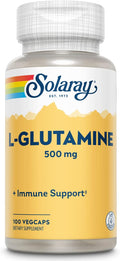 SOLARAY L Glutamine Capsules 500 mg - Immune Support Supplement - Free Amino Acid - Lab Verified, 60-Day Money-Back Guarantee - 100 Servings, 100 VegCaps