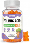 ABYSSUS Folinic Acid for Kids Gummies, Methylated B-Complex for Children, Maximum Absorption Supplement for Brain, Focus & Healthy Growth, Non-GMO, 60 Gummies
