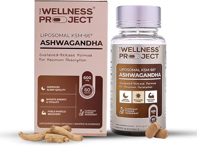 The Wellness Project (TWP Liposomal KSM-66® Ashwagandha 600mg (Root-only Extract) – 2-Month Supply | Supports Calm, Energy & Relaxation | Comes with Certificate of Analysis | 60 Tablets (Pack of 2)
