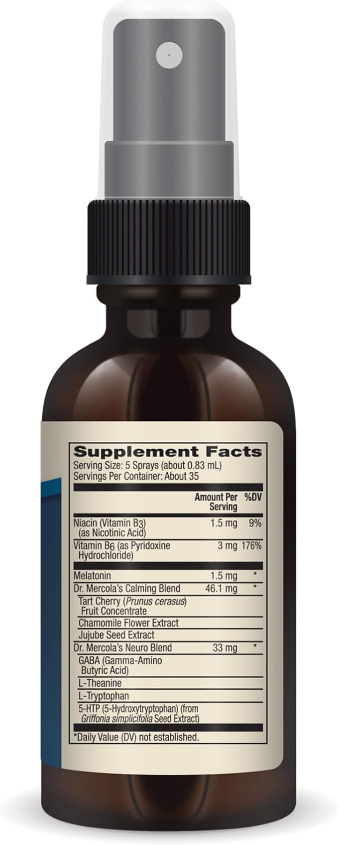 Dr. Mercola Sleep Support with Melatonin Spray - Supports Restful Sleep - Non-GMO, Gluten-Free & Soy-Free - Natural Raspberry Flavor - 0.98 fl oz (3 Pack)