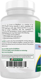 Best Naturals Vitamin B2 (Riboflavin) 400mg - Migraine Relief - Veggie Capsules - Conezyme Precursor - 120 Count
