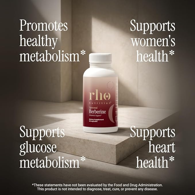 Rho Nutrition Liposomal Berberine Capsules - Ultra High Absorption Supplement – Supports Immune Function, Gut Health and Metabolic and Cardiovascular Health (60 Capsules)