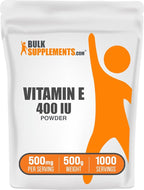 BulkSupplements.com Vitamin E 400 IU Powder - as D-Alpha Tocopherol, Vitamin E Supplements - Gluten Free, 500mg per Serving, 500g (1.1 lbs) (Pack of 1)