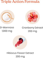NewLife Naturals D-Mannose Capsules | w/Cranberry and Hibiscus Extracts | Natural Urinary Tract Health Supplement | 1400mg Pure Veggie Powder | 120 Veggie Capsules