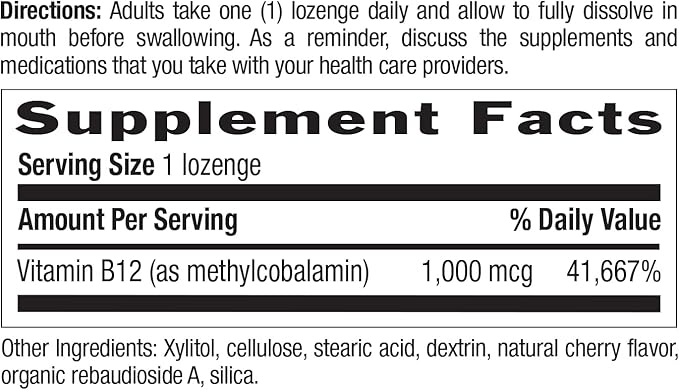 Country Life Methyl B12, Supports Energy & Stamina, 1000mcg, 60 Lozenges, Certified Gluten Free, Certified Vegan