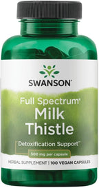 Swanson Full Spectrum Milk Thistle Liver Health Supplement for Adults Seeking Natural Detoxification and Antioxidant Support - 500 mg (100 Vegan Capsules)