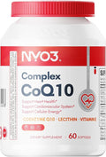 NYO3 CoQ10 200mg with Lecithin and Vitamins E, Ultra High Absorption, Antioxidant for Heart Health & Energy Production, High Coenzyme Q10 Content, Gluten Free, Non-GMO, 60 Days Supply