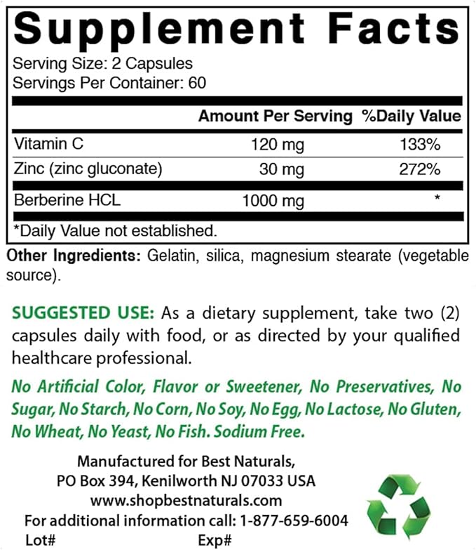 Best Naturals Berberine Plus 1000mg & Chromium Picolinate 1000mcg