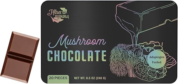 Mushroom Chocolate for Couples – Multi-Mushroom Chocolate Blend with Lion’s Mane, Reishi, Cordyceps, Chaga, Maitake & Turkey Tail | Focus, Cognition & Mood Support | 20 Pieces