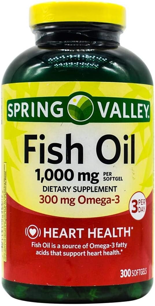 Spring Valley Fish Oil Softgels, 1000 mg, 300 Count Sticker Sticker