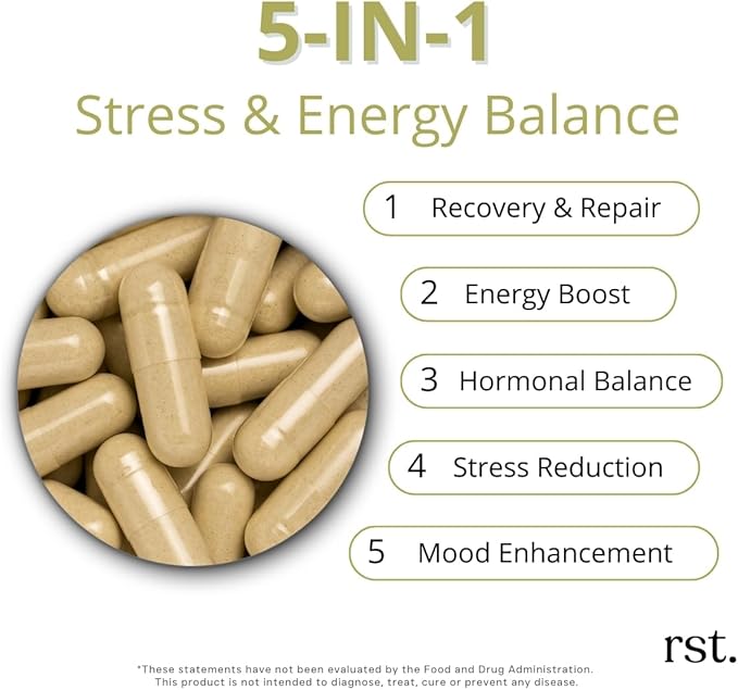 Adjust+ | Holy Basil, Panax & Siberian Ginseng, Phosphatidylserine, L-Theanine, Vitamins B & C | Adaptogen Stress Support, Calm Energy & Mental Clarity | 60 Capsules
