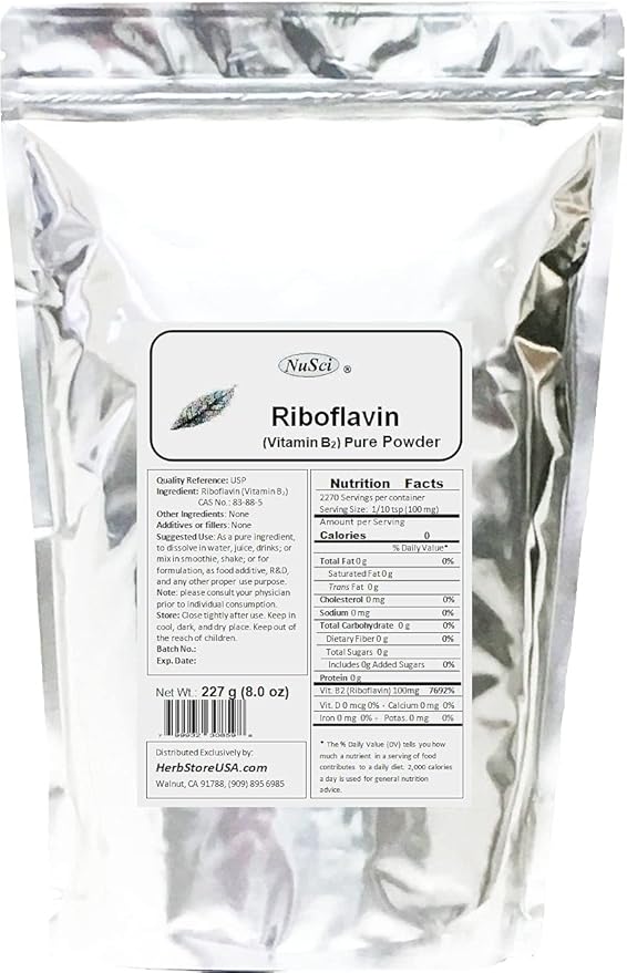 Vitamin B2 Riboflavin Pure Powder Energy (227 Grams (8.0 oz))