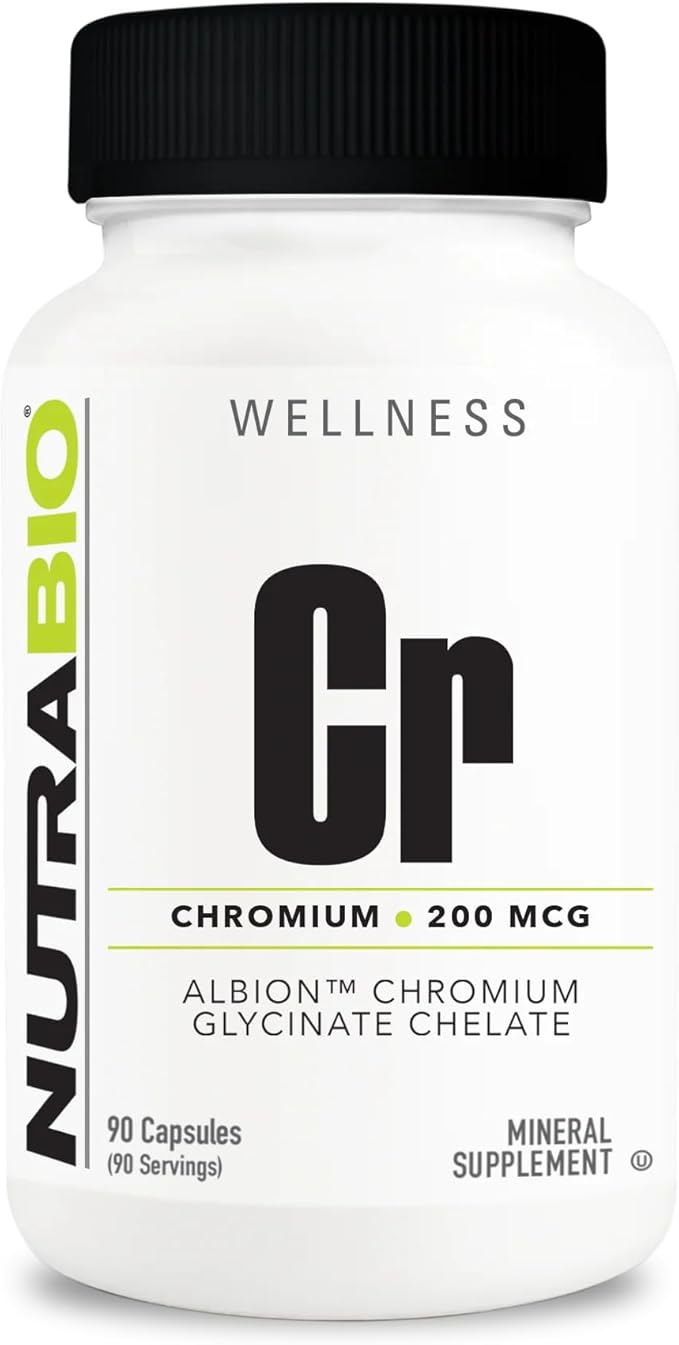 NutraBio Chelated Chromium GTF - 200 mcg - 90 Vegetable Capsules - Supports Healthy Metabolism