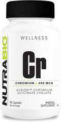 NutraBio Chelated Chromium GTF - 200 mcg - 90 Vegetable Capsules - Supports Healthy Metabolism