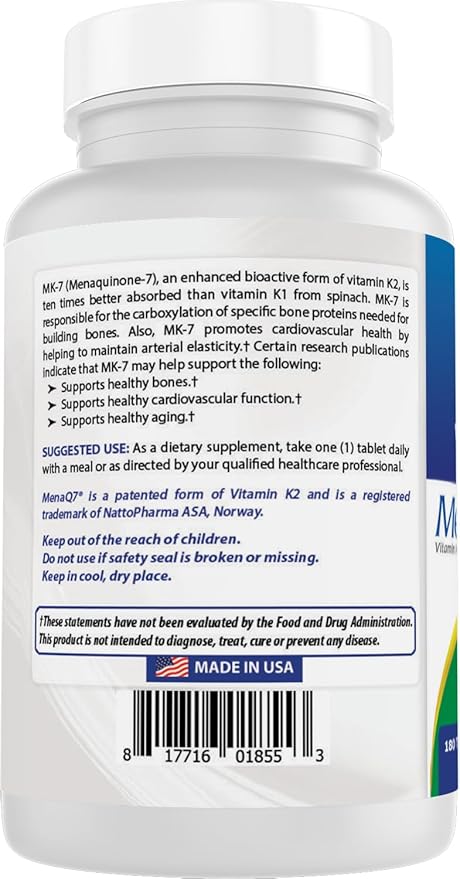 Best Naturals Vitamin K2 (MK7) with D3 Supplement Bone and Heart Health (5000 IU Vitamin D3 & 100 mcg Vitamin K2 MK7), 180 Tablets (Pack of 2)