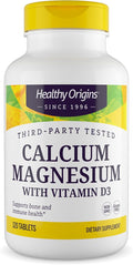 Healthy Origins Calcium Magnesium with Vitamin D3 – 120 Tablets – Third-Party Tested Bone & Immune Support Supplement – Non-GMO, Gluten Free – Promotes Strong Bones, Teeth & Muscle Function