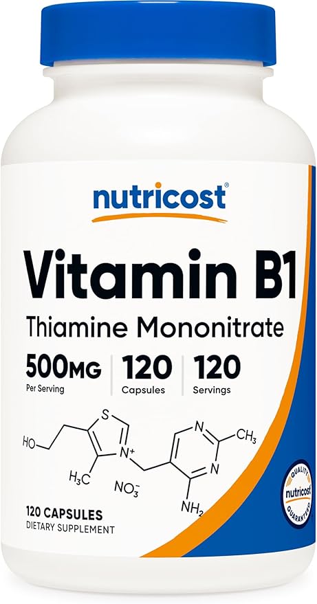 Nutricost Vitamin B1 (Thiamine) 500mg, 120 Capsules