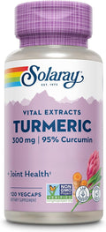 SOLARAY Turmeric Supplement 300 mg - Turmeric Root Extract with 95% Curcumin - Joint Support Supplement for Joint Health and Comfort - Non-GMO, Vegan, Gluten Free, 60-Day Guarantee, 120 Servings