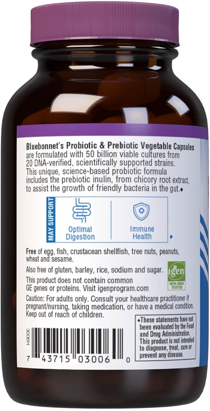 Bluebonnet Nutrition Advanced Choice Single Daily Probiotic 50 Billion (Cold Packaged), 30 Count