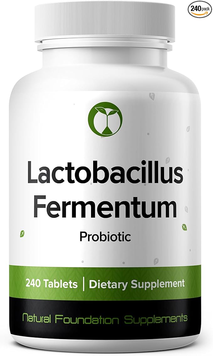 Lactobacillus Fermentum Probiotic 240 Tablets (4 Month Supply) – Researched Strain LF61 – 3 Billion CFU – Digestive Health & Antioxidant Support – GMP Certified (240, Lactobacillus Fermentum)