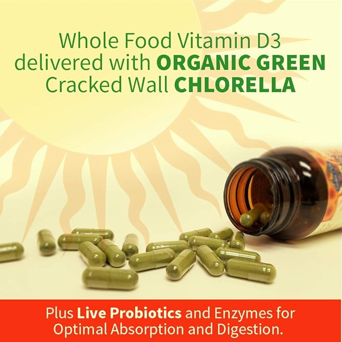 Garden of Life Vitamin D,Vitamin Code Raw D3,Vitamin-D 2,000 IU,Raw Whole Food D3 Supplements with Chlorella,Fruit,Veggies & Probiotics for Bone & Immune Health,120 Vegetarian Capsules,(Pack of 2)
