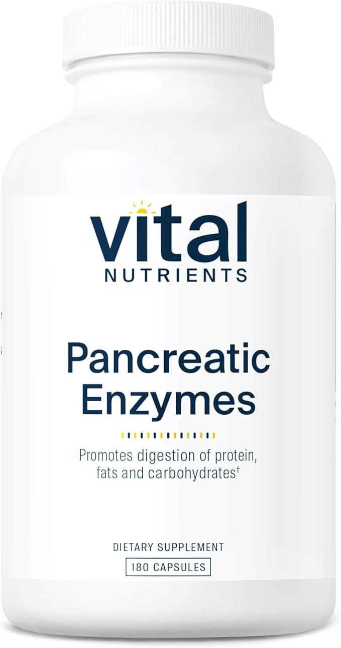 Vital Nutrients Pancreatic Enzymes 1000mg (Full Strength) - Pancreatin Digestion Supplement with Protease, Amylase & Lipase - Digestive Enzymes - Gluten, Dairy, and Soy Free - 180 Capsules