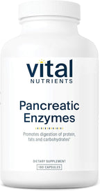 Vital Nutrients Pancreatic Enzymes 1000mg (Full Strength) - Pancreatin Digestion Supplement with Protease, Amylase & Lipase - Digestive Enzymes - Gluten, Dairy, and Soy Free - 180 Capsules