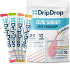 DripDrop Sugar Free Hydration Packets - Zero Classic Variety Pack - Single Serve Electrolytes Powder Drink Mix - Lemon Lime, Watermelon, Peach, Passion Fruit - Non-GMO, Gluten Free, Vegan - 16 Sticks