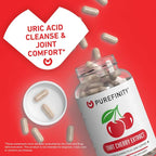 PUREFINITY Tart Cherry Capsules – Uric Acid Flush & Cleanse to Support Joint & Muscle Comfort with 3000 mg Raw Extract, Non-GMO, Gluten Free, Vegan – 180 Count (6 Month Supply)