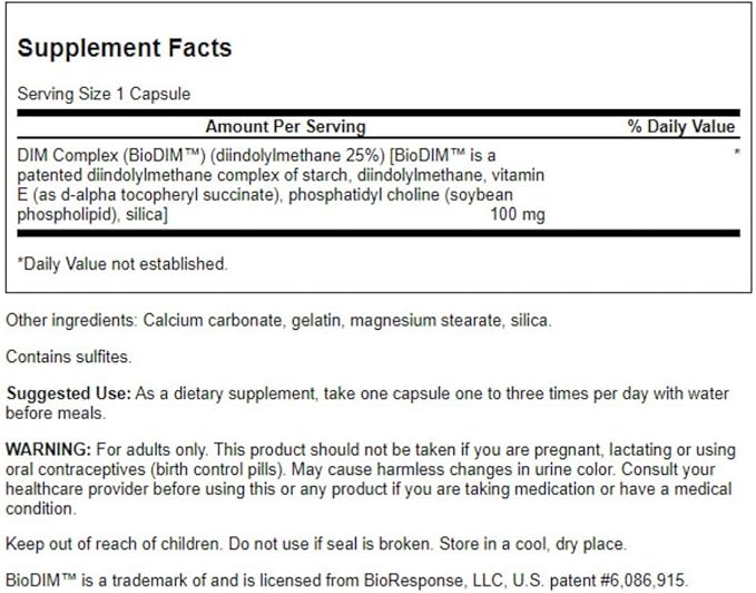 Swanson Dim Complex (Diindolylmethane) 100 Milligrams 30 Capsules (1 Pack)
