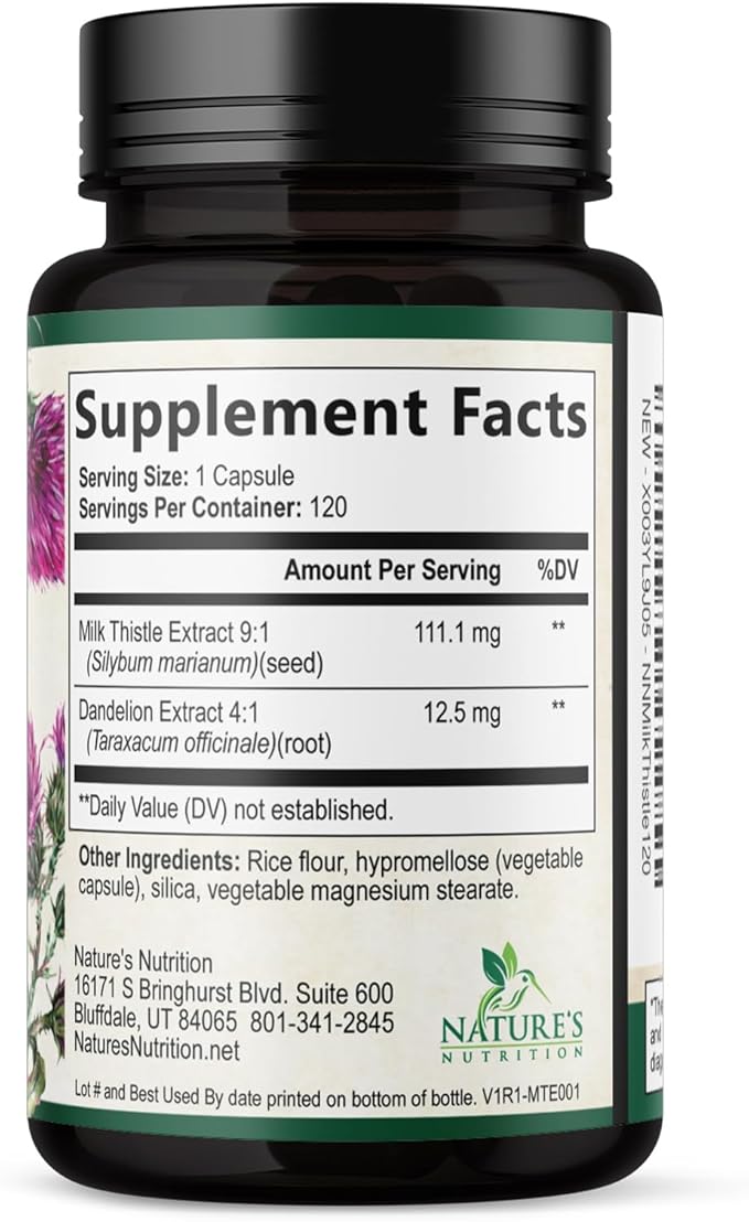 Milk Thistle Extract - Liver Cleanse Detox & Repair Formula - Natural Milk Thistle with Silymarin Marianum & Dandelion Extract - Natural Herbal Liver Health Supplement - Made in USA - 120 Capsules