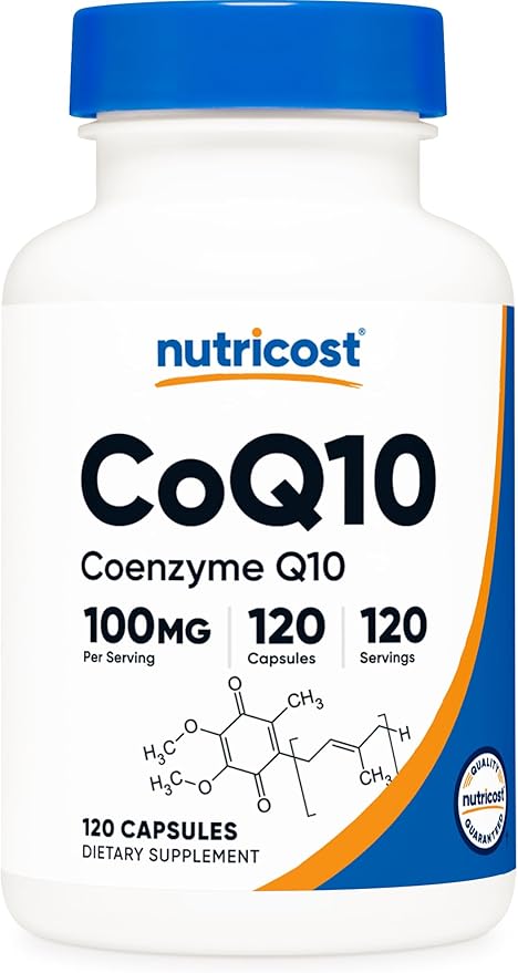 Nutricost CoQ10 100mg, 120 Vegetarian Capsules, 120 Servings - High Absorption, Vegetarian, Non-GMO, Coenzyme Q10