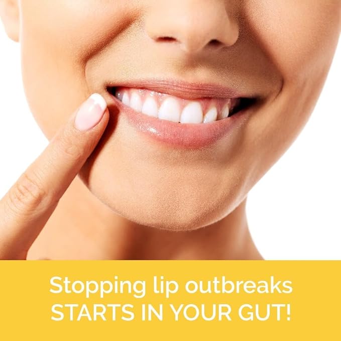 Lysine Cold Sore Treatment for Lips with Pre-Probiotics & VIT C | 3 Month Supply | Supercharged Lysine Capsules with Rhamnosus & Acidophilus for Cold Sores Relief, Skin + Gut Health & Immune Support