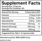 Vitamin K2 with D3 Supplement Non-GMO Formula 125 mcg Vitamin D3 & 100 mcg K2 (MK-7) Easy to Swallow D & K Complex, 60 Capsules
