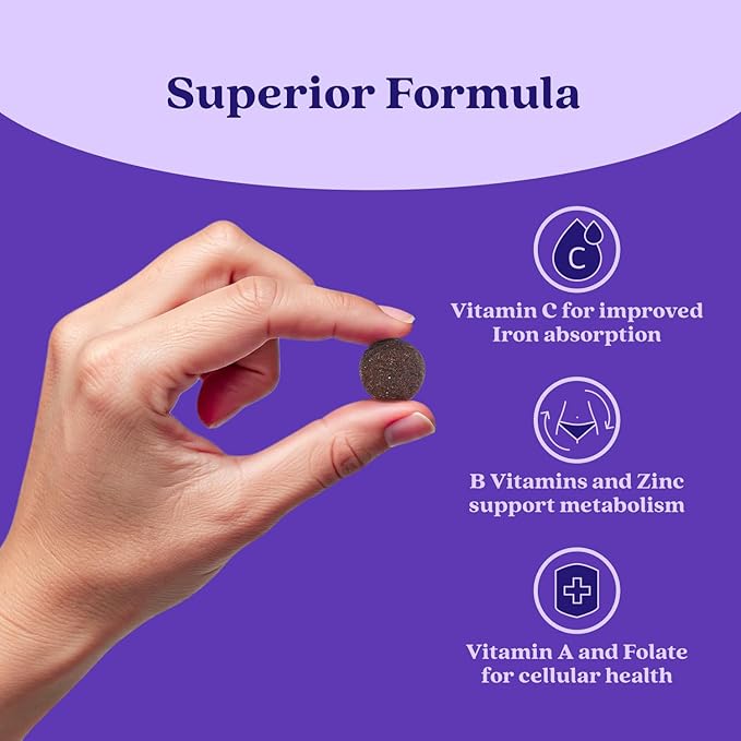 BeLive Iron Gummies - Multivitamin Iron Supplement with Vitamin C, A, B & Zinc, Supports Blood Oxygen, Vegan Supplements for Women, Men & Kids for Growth and Development - Grape Flavor | 2-Pack