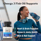 DAIKEN Mini Fish Oil 1200 mg, rTG Omega 3 1000mg, 60 Softgels, High Absorption & Burpless Fish Oil for Healthy Heart, Brain and Dry Eyes Support (Pack of 2)
