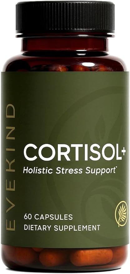 EVEKIND Cortisol+ – Cortisol Supplement for Women | Stress Support | Calm Mood, Focus & Steady Energy | KSM-66® Ashwagandha, Rhodiola, L-Theanine, Magnesium Glycinate | 60 Capsules