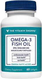 The Vitamin Shoppe Omega 3 Fish Oil 1100 mg EPA & DHA Softgels, Unflavored Fish Oil Supplement for Men and Women, Gluten Free, Dairy Free, 60 Softgels