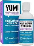NovaFerrum Yum 16 Fl Oz | Multivitamin with Iron for Ages 4 & Up | Gluten Free Certified | Sugar Free | Raspberry Grape