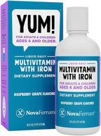 NovaFerrum Yum 16 Fl Oz | Multivitamin with Iron for Ages 4 & Up | Gluten Free Certified | Sugar Free | Raspberry Grape