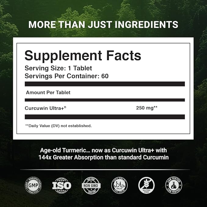 The Wellness Project Turmeric Curcumin with Curcuwin Ultra+ 250mg | Supports Joint, Muscle & Lung Health | for Mobility & Recovery | for Women & Men | 60 Tablets – 2 Month Supply (Pack of 3)